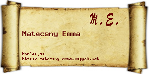 Matecsny Emma névjegykártya